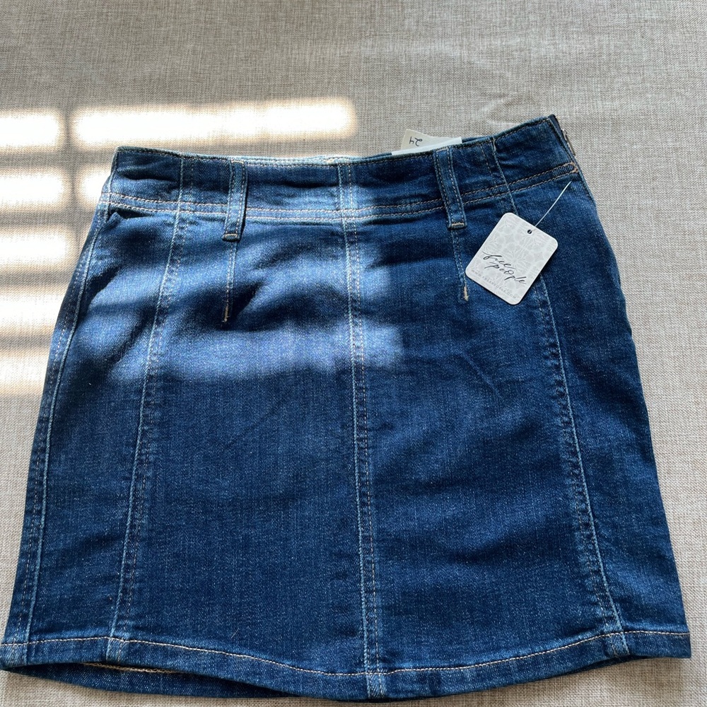 Free People Blue Mini Pencil Skirt Casual